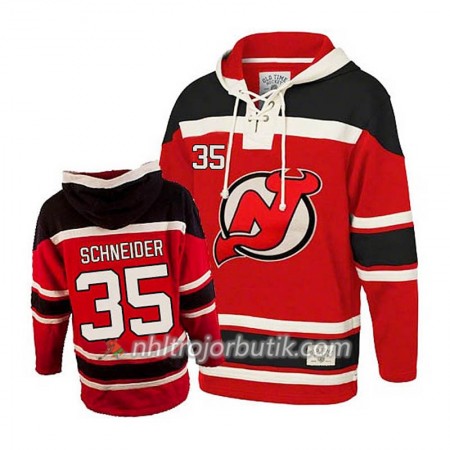 Män Ishockey New Jersey Devils Cory Schneider 35 Röd Sawyer Hooded Sweatshirt